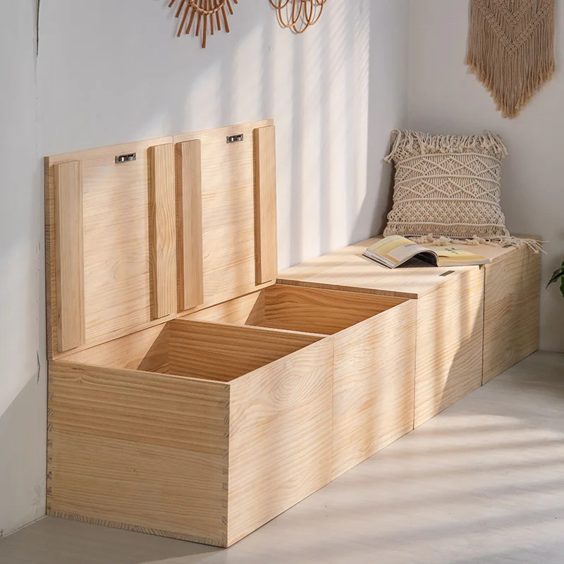 Ящик для хранения деревянной коробки татами, многофункциональная кровать для сращивания цельного дерева, сидячее окно, ящик для хранения напольной кровати, коробка