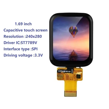 1,69 дюйма 240x280 Полный Угол обзора IPS TFT LCD Емкостный сенсорный экран 4 линии SPI интерфейс ST7789V драйвер смарт-часов экран  5