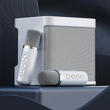 1 комплект семейного аудиосистемы KTV, встроенное портативное караоке, Bluetooth-динамик, коробка белого цвета  5