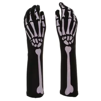 1 пара длинных перчаток со скелетом на Хэллоуин, костюмы, аксессуар для косплея, вечеринки  3