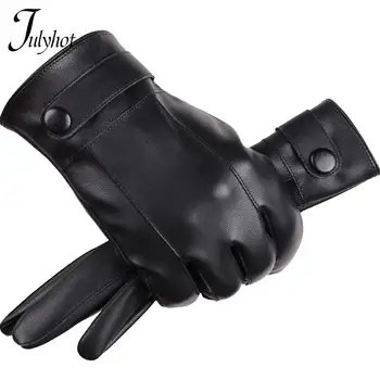 1 пара мужских велосипедных перчаток из искусственной кожи с сенсорным экраном, утолщенные теплые велосипедные мужские перчатки с подкладкой Осень-зима  5