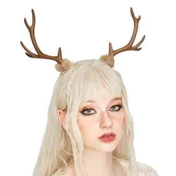 1 пара прозрачных рождественских зажимов для волос с оленьими рогами Фестивальные головные уборы для женщин Детская челка Для фотосъемки Покупки Путешествия Противоскользящие  5