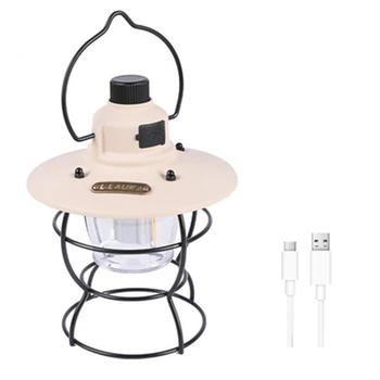 1 шт. Водонепроницаемые лошадиные фонари, лампа для палатки, USB Перезаряжаемая Аварийная портативная лошадиная лампа (молочно-белый)  4