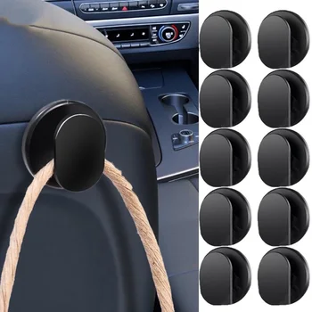 1 шт. мини-крючок для автомобиля, черные пластиковые самоклеящиеся невидимые крючки для USB-кабеля, наушников, сумок для ключей, органайзера для хранения, аксессуара для автомобиля  5