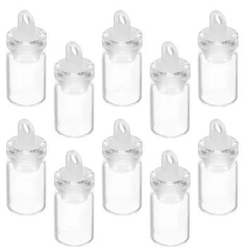 10 шт. Подвесных баночек для бутылок с пожеланиями с крышками, маленьких Мини-стеклянных бутылочек, пластиковой маленькой пробки  5
