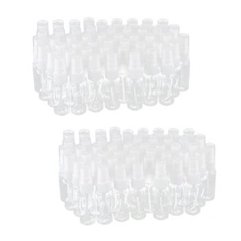 100 упаковок пустых прозрачных пластиковых бутылок для распыления мелкодисперсного тумана с салфеткой из микрофибры, многоразовый контейнер объемом 20 мл  5