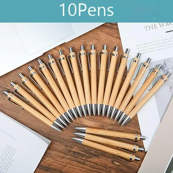10ШТ Бамбуковая ручка Шариковая ручка из бамбукового дерева с наконечником 1,0 мм Офисные школьные канцелярские принадлежности для бизнеса Шариковые ручки для подписи  5