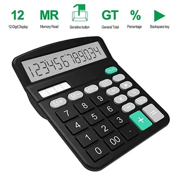 12-значный настольный калькулятор с большим экраном, Двойная батарея, Домашний офис, Школьные Калькуляторы, Инструменты финансового учета Оптом  3