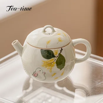 150 мл Растительной Золы Керамический Чайник для Чая С Ручной Росписью Милый Кролик Бытовой Чайник Кунг-Фу Чайный Набор Китайский Чайник Для Чайной Церемонии  5