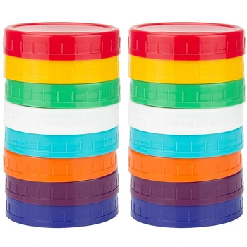 16 Упаковок пластиковых крышек для банок - цветные крышки для банок 100% совместимы с банками Ball Kerr Wide (с широким горлышком)  5
