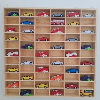 1; 64 Коробка для хранения модели автомобиля из массива дерева, Демонстрационная коробка для организации парковки игрушечной модели автомобиля, кукла Ручной работы  4