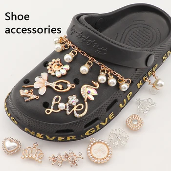 1ШТ Ювелирные изделия с бриллиантами, Корона, Цветочная пряжка для обуви, цепочки-побрякушки, Аксессуары для обуви Croc, подвески для обуви, булавки для кристаллов Croc  3