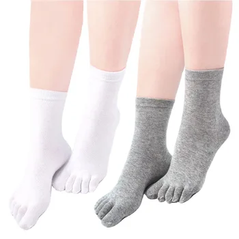 2 пары однотонных носков средней длины с пятью пальцами Для женщин, мужские носки с носком, хлопковые носки с разрезным носком, Спортивные носки с дезодорантом от пота  5