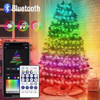 20 М RGB Светодиодная Гирлянда Bluetooth Сказочные Огни Гирлянда Рождественская Елка Свадьба Открытый Сад Декор Спальни Новый Год Светодиодная Гирлянда  5