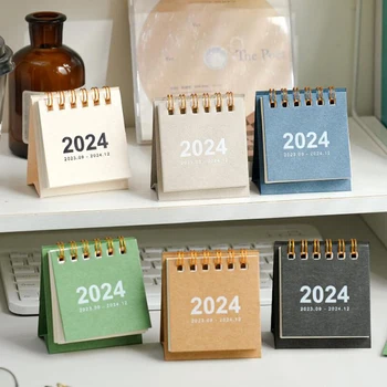 2023 2024 Мини-Настольный Календарь Morandi Solid Coil Calendar Book Ежемесячный Ежедневник Со Списком дел На 2023.08-2024.12  0
