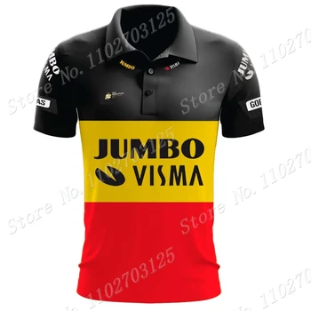 2023 Бельгия Jumbo Visma Повседневные рубашки Поло Мужская мода Trilogy Grand Tour Одежда из джерси с коротким рукавом Деловая одежда  10