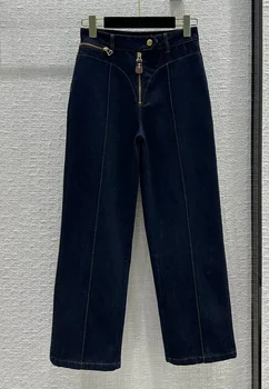 2023 Джинсы с прямыми штанинами, женские хлопчатобумажные джинсы, женские джинсовые брюки в новых модных стилях, винтажный 100% хлопок, свободный крой на молнии  5