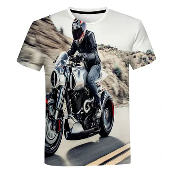 2023 Модная новая мотоциклетная футболка с 3D принтом для мужчин и женщин, улица Харадзюку, круглый вырез, большой размер, короткий рукав, тренд для мальчиков и девочек  3