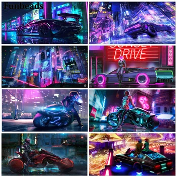 2023 Новая Большая игра будущего, спортивный автомобиль Steam City, Настенные рисунки с бриллиантами для игровой комнаты, декор спальни для мальчиков FF741  0