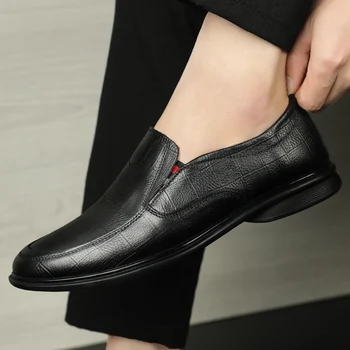 2023 Новая мужская официальная обувь из натуральной кожи Модная Высококачественная кожаная деловая мужская обувь Мужские оксфорды Обувь для вечеринок  5