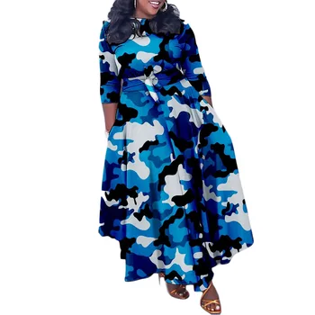2023 Новые Модные вечерние платья больших размеров в африканском стиле для женщин, Дашики, платья на шнуровке в Анкаре, Элегантное мусульманское платье Макси с принтом, S-3XL  5