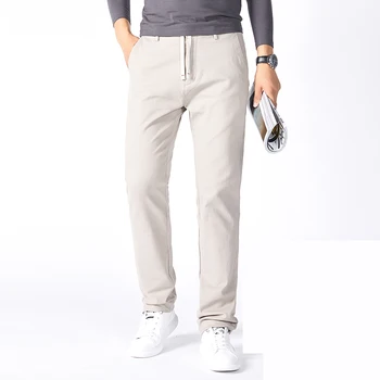 2023 Осенние Повседневные мужские брюки Новые хлопчатобумажные Удобные Утепленные брюки средней длины, свободные Прямые мужские брюки  5