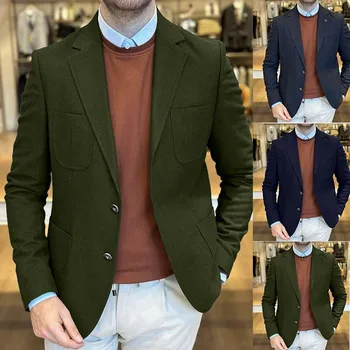2023 Осенний модный костюм для отдыха, сшитое на заказ пальто, Приталенное крутое пальто, простое мужское свободное с карманом  10