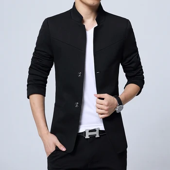 2023 Четыре сезона новый красивый повседневный блейзер с тонким воротником-стойкой Zhongshan suit мужской деловой блейзер среднего возраста top single west  5