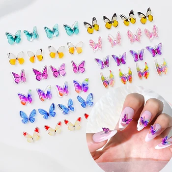 20ШТ 3D Акриловые Подвески для украшения ногтей с бабочками, Летние Мини-Милые Украшения для ногтей, аксессуары для маникюра 