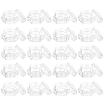 20шт прозрачных круглых баночек с крышками, Пустые контейнеры многоразового использования для лосьона для макияжа в путешествиях, 5 г (прозрачный цвет)  2