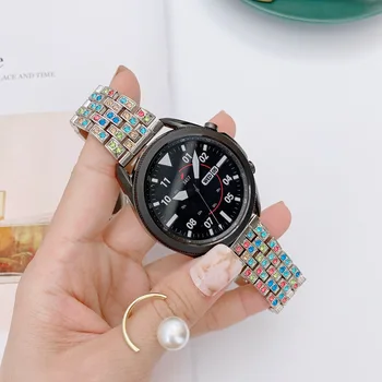22 мм Металлический бриллиантовый ремешок для Samsung watch 3 /Huawei GT2 / Amazfit GTR 47 мм разноцветные бриллианты для Samsung watch 46 мм металлический ремешок  5