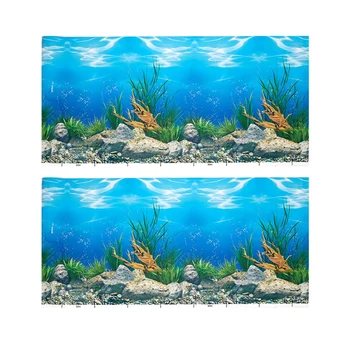 2X Фоновая бумага для аквариума, HD изображение, 3D трехмерные обои для аквариума, фоновая живопись, двусторонняя.  10