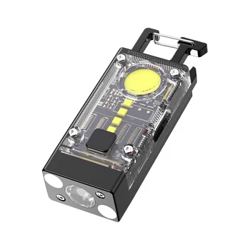 2ШТ Брелок-фонарик, 1500 люмен, мини-EDC-фонарик USB C с магнитным, 9 режимов, маленький мощный фонарик на солнечной батарее  2