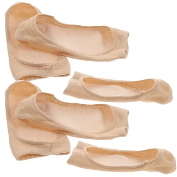 3 пары силиконовых носков из бамбукового волокна, противоскользящие лодочные носки, невидимые носки, носки с мелким ртом (цвет кожи)  1