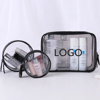 3 предмета с пользовательским логотипом, прозрачная косметическая упаковка из ПВХ, пластиковый пакет на молнии, подарочная сумка, подходящая для путешествий, сумки для хранения дома  2