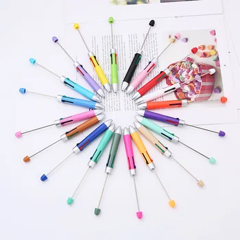 30 шт., деловая четырехцветная ручка для заправки бисером, милые шариковые ручки с бисером, подарок ручной работы, красочная подарочная шариковая ручка для письма  5