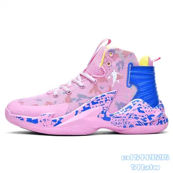 36-45 Мужские женские розовые баскетбольные кроссовки для мальчиков, дышащая нескользящая спортивная обувь для носки, спортивные кроссовки для девочек  5