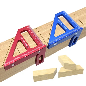 3D мульти-угол макет алюминиевого сплава Красный треугольник линейка в ус 45°/90° деревообработка квадратный транспортир измерительные инструменты см/в 1шт  4