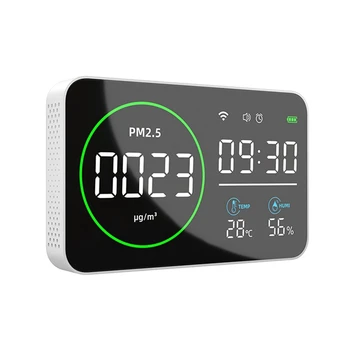 4 В 1 PM2.5 Монитор качества воздуха с температурой и влажностью, 10-дюймовый светодиодный экран с полным отображением  0
