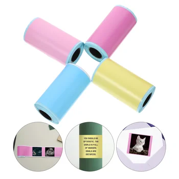 4 рулона термобумаги, наклейки, именные бирки, принтер для печати цветных этикеток, самоклеящиеся мини-принтеры  5