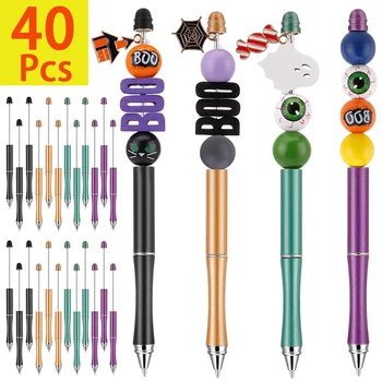 40шт Металлические ручки с бисером, шариковые ручки с черными чернилами, шариковая ручка 