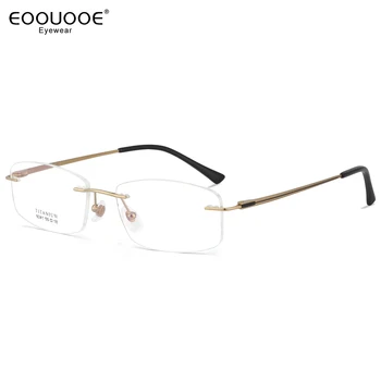 55 мм Мужские очки для близорукости без оправы, титановые очки, мужская оправа для очков, оптика для чтения, рецептурные линзы, прогрессивные очки  5