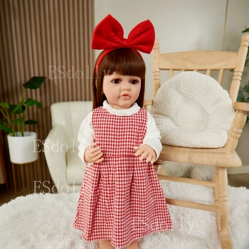 58 см 23 дюйма Maggi Handmade Reborn Baby Dolls Реалистичная силиконовая кукла с корневыми волосами Рождественский подарок для девочек с тканевым корпусом  5
