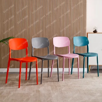 6 Современных простых стульев сети магазинов чая с красным молоком в Северной Европе, стол для переговоров и стул для домашнего ужина с пластиковой спинкой, табурет из  5