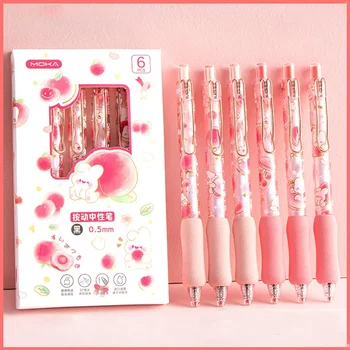 6шт Механических гелевых ручек серии Cute Cartoon Pink, Корейские канцелярские принадлежности, нейтральная ручка Kawaii для письма, подарок для девочки, Школьный офис  5