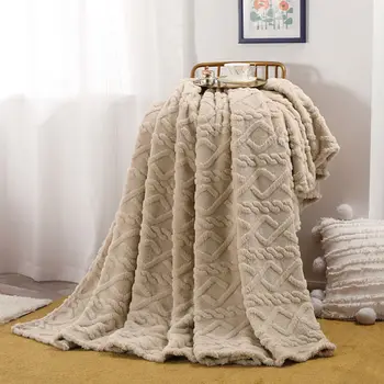 70x100 см Однотонное фланелевое одеяло с двусторонним тиснением, теплое плюшевое пушистое одеяло, кровать в спальне, диван в гостиной, кушетка  0