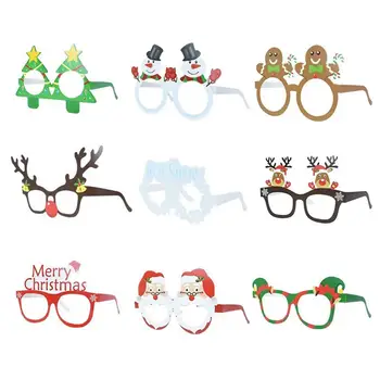 9 Штук Очков в виде Санта-Снеговика Забавные очки Navidad Подарки Аксессуары для костюмов Реквизит для фотографий Украшения Рождественские Бумажные очки  4