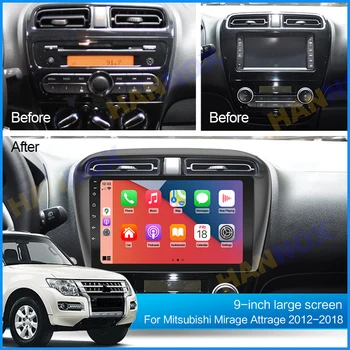 Android Автомагнитола для Mitsubishi Mirage Attrage 2012 2013-2018 GPS Мультимедийный Стереоплеер Carplay RDS BT WIFI 6G 128G  5