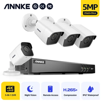 ANNKE 5MP Super HD Проводная IP67 Водонепроницаемая Камера Безопасности Bullet TVI 4K Ultra HD 8CH Security 5-в-1 DVR Рекордер Комплект Видеонаблюдения  5