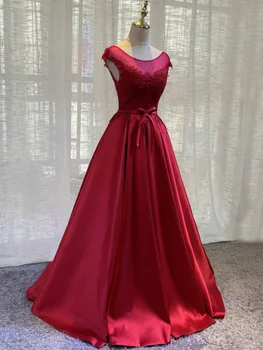 Ashely Als Вечерние платья винно-красного цвета, вечернее платье, Кружевное атласное Платье трапециевидной формы, Женское платье для выпускного вечера, платье для невесты, свадебная вечеринка, Vestidos  5